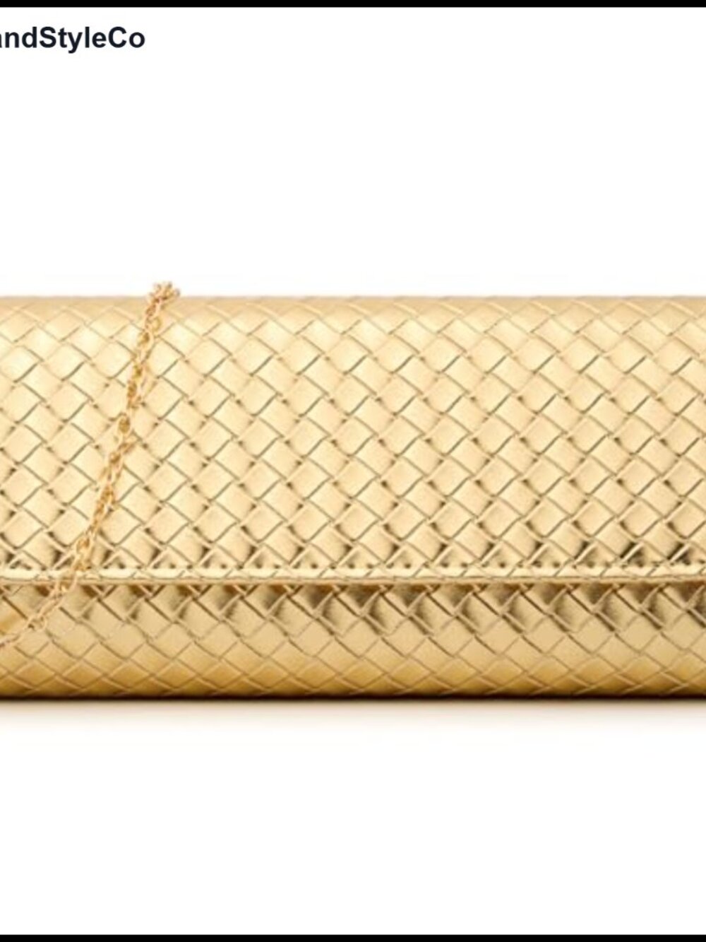 Woven PU Leather Evening Clutch Crossbody Bag Detachable Chain